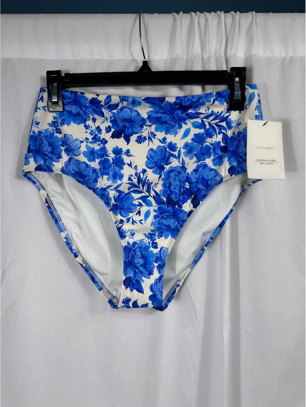 Alex Marie Signature Sculpt Blue Floral High Waist Bikini Bottom Size Small